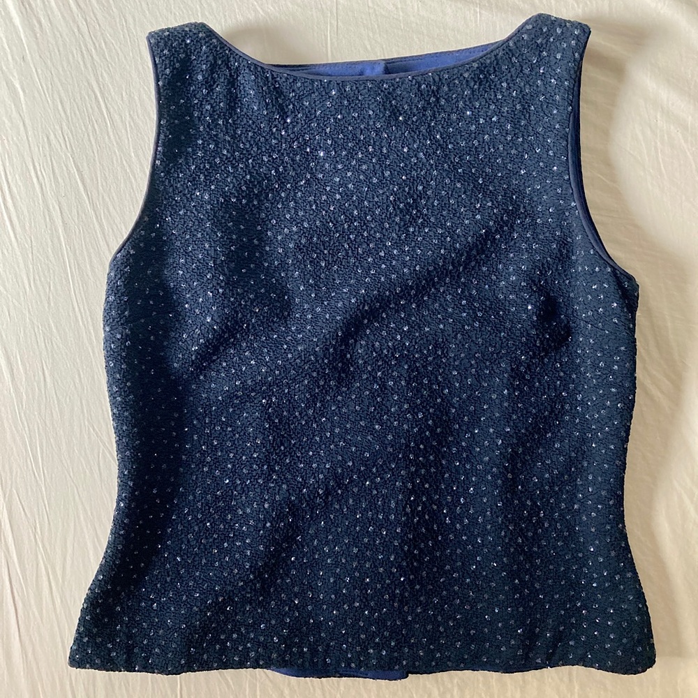Vintage David Warren Navy Blue Sequin Top